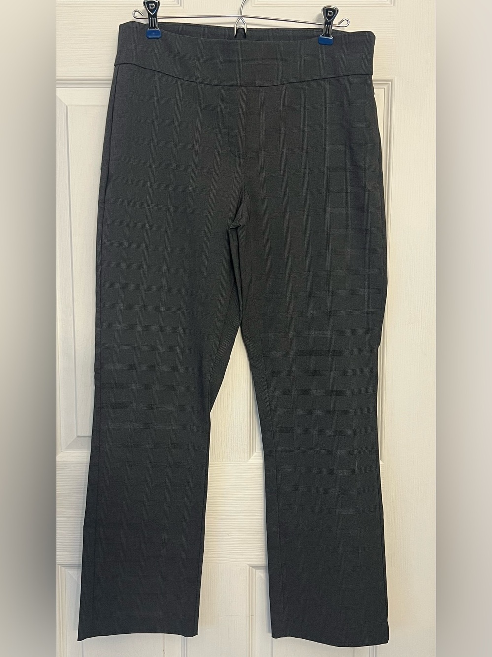 Rekucci Ease Into Comfort Straight Leg Pants Checkered Black & Gray